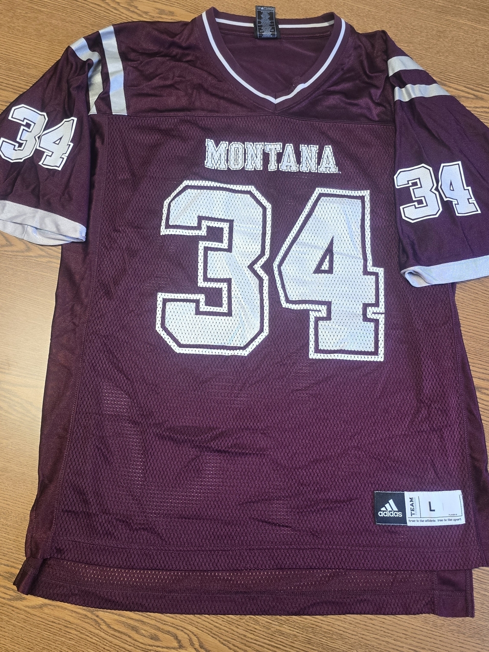 Adidas Montana Griz 34 Burgundy Football Jersey Sz L